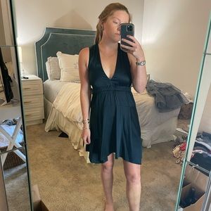 ALC silk open back dress in teal